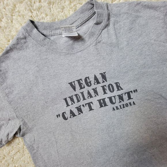 Tee Shirt "Vegan Indian For Can't Hunt". Humor Tee. Small. - Picture 1 of 12